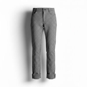 Anthropologie Black and White Checkered Essential Crop Flare Pants Preppy Cuffed